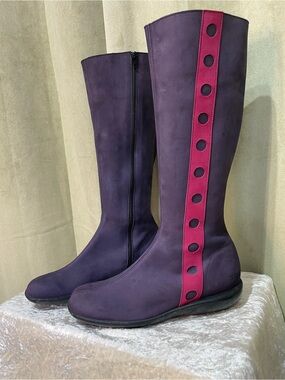 Arche Purple Knee-High Boots with Pink Side Panel